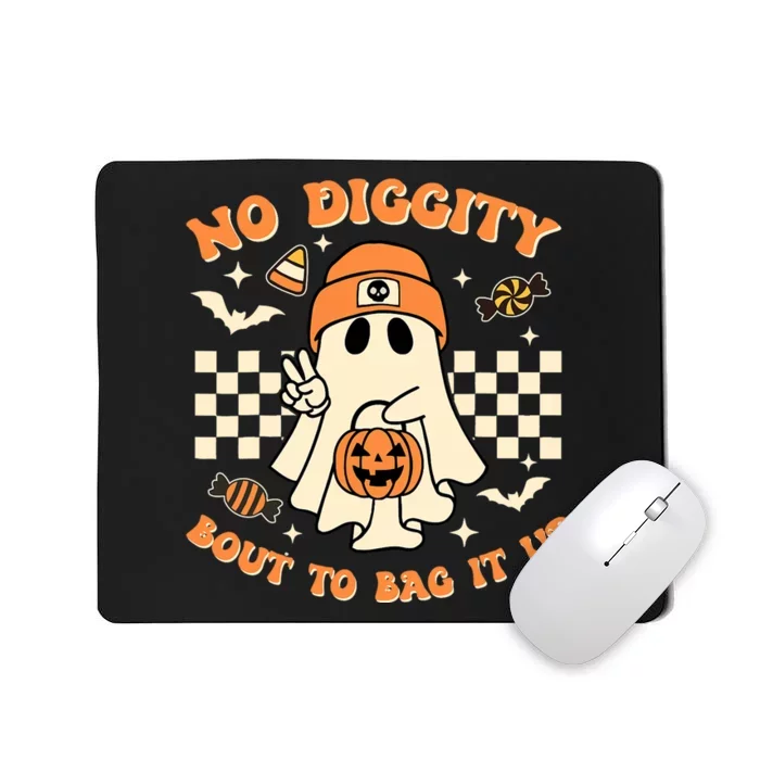 Funny Ghost No Diggity Bout To Bag It Up Spooky Halloween Mousepad