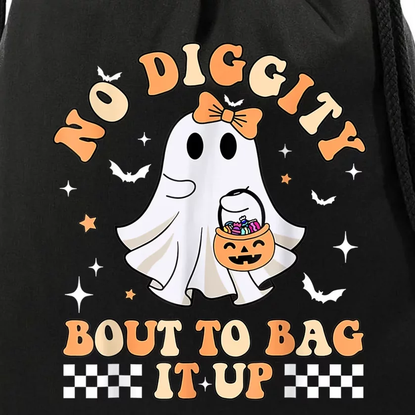 Funny Ghost No Diggity Bout To Bag It Up Spooky Halloween Drawstring Bag