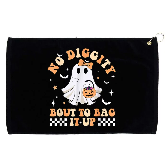 Funny Ghost No Diggity Bout To Bag It Up Spooky Halloween Grommeted Golf Towel