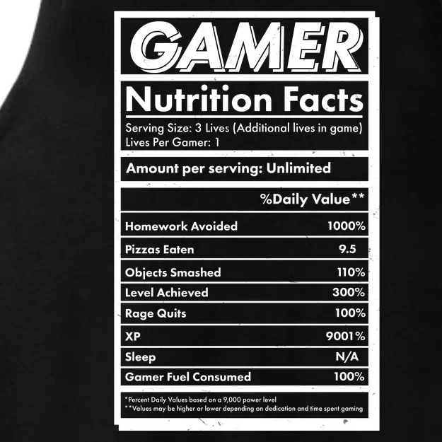 Funny Gamer Nutrition Facts Ladies Tri-Blend Wicking Tank