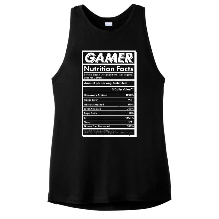 Funny Gamer Nutrition Facts Ladies Tri-Blend Wicking Tank