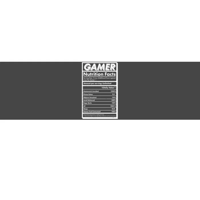 Funny Gamer Nutrition Facts Bumper Sticker