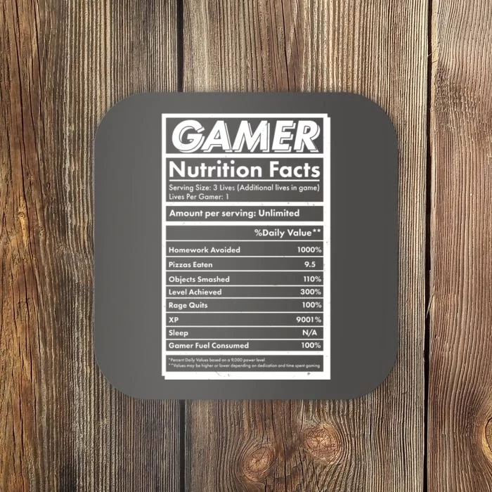 Funny Gamer Nutrition Facts Coaster