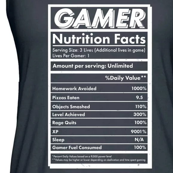 Funny Gamer Nutrition Facts Ladies Essential Flowy Tank