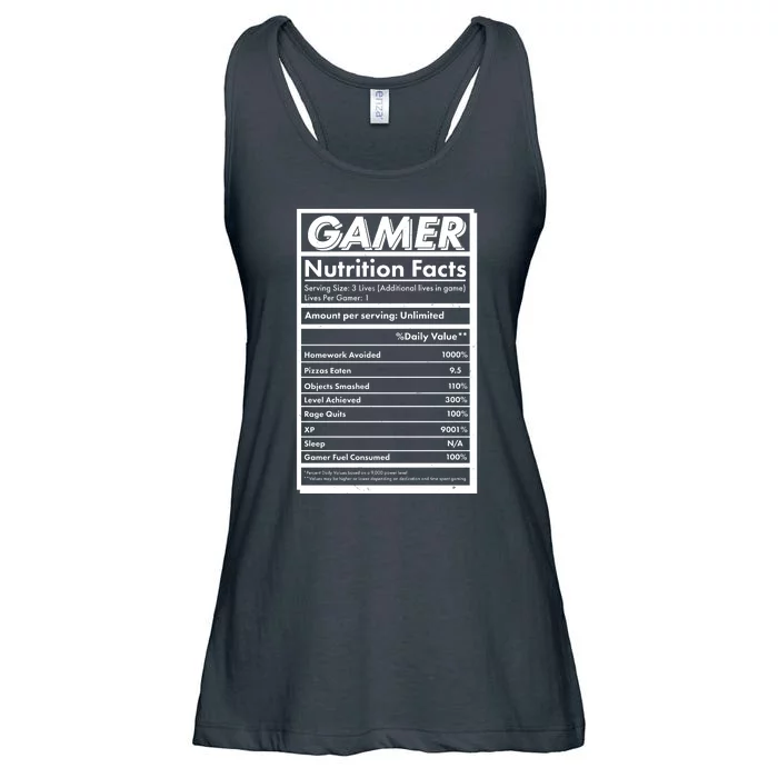 Funny Gamer Nutrition Facts Ladies Essential Flowy Tank