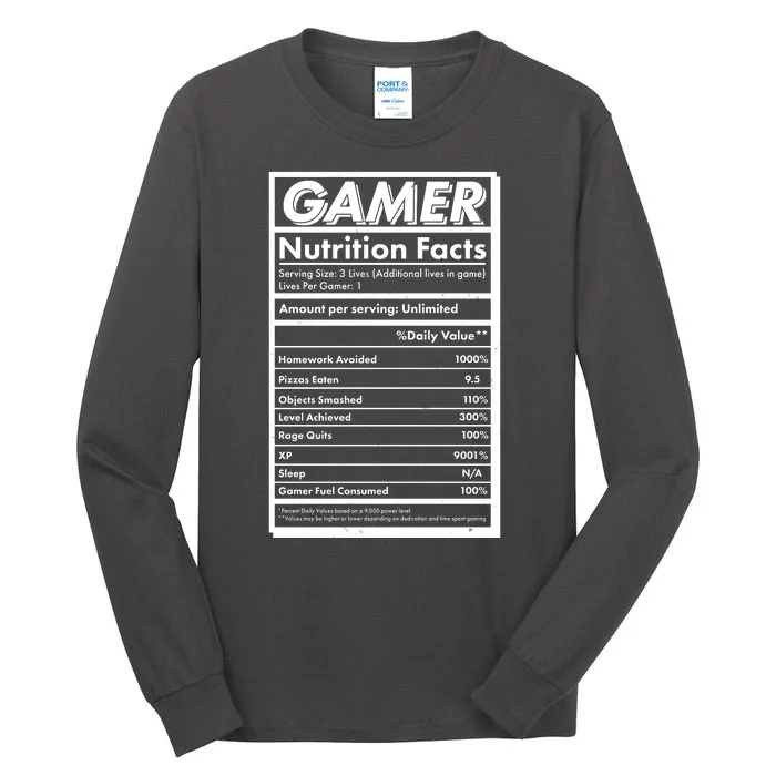 Funny Gamer Nutrition Facts Tall Long Sleeve T-Shirt