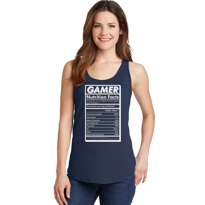 Funny Gamer Nutrition Facts Ladies Essential Tank