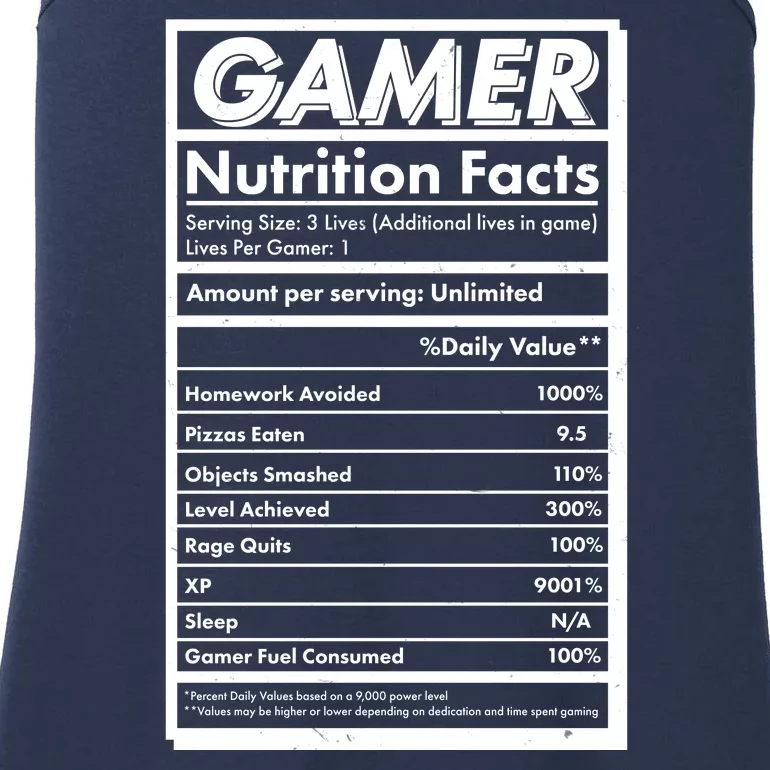 Funny Gamer Nutrition Facts Ladies Essential Tank