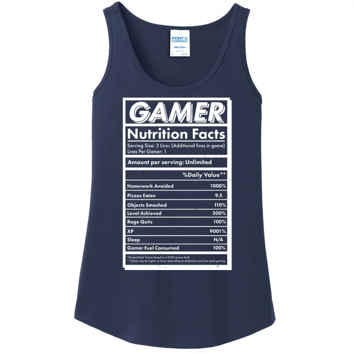 Funny Gamer Nutrition Facts Ladies Essential Tank