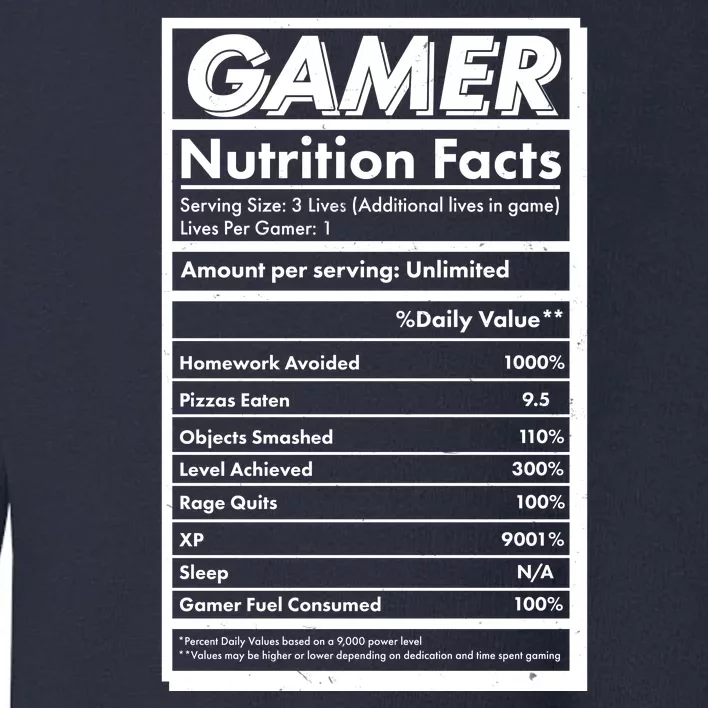 Funny Gamer Nutrition Facts Toddler Sweatshirt