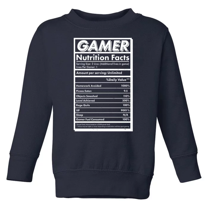 Funny Gamer Nutrition Facts Toddler Sweatshirt