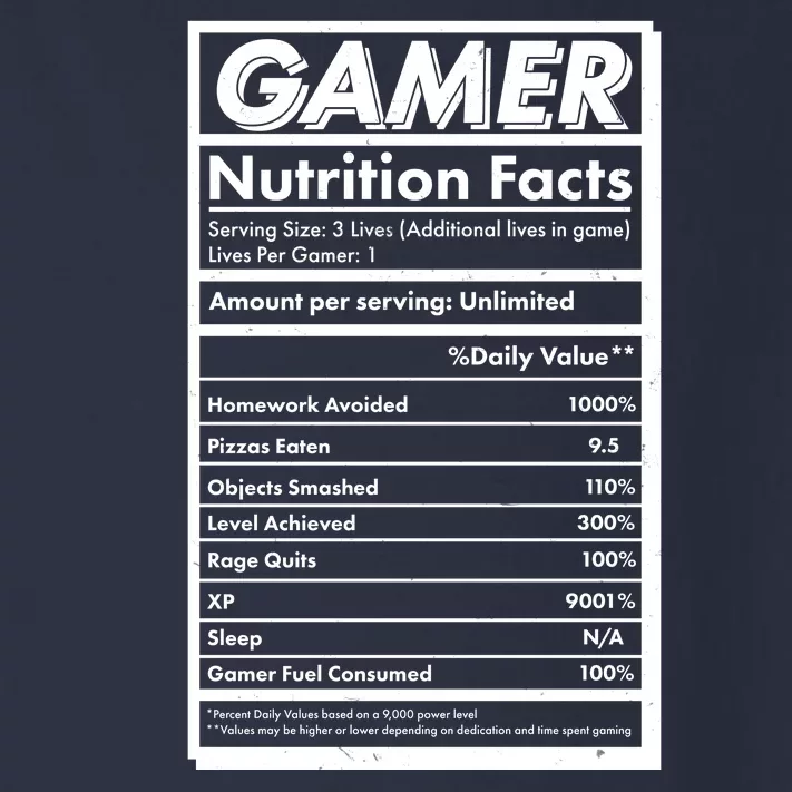 Funny Gamer Nutrition Facts Toddler Long Sleeve Shirt