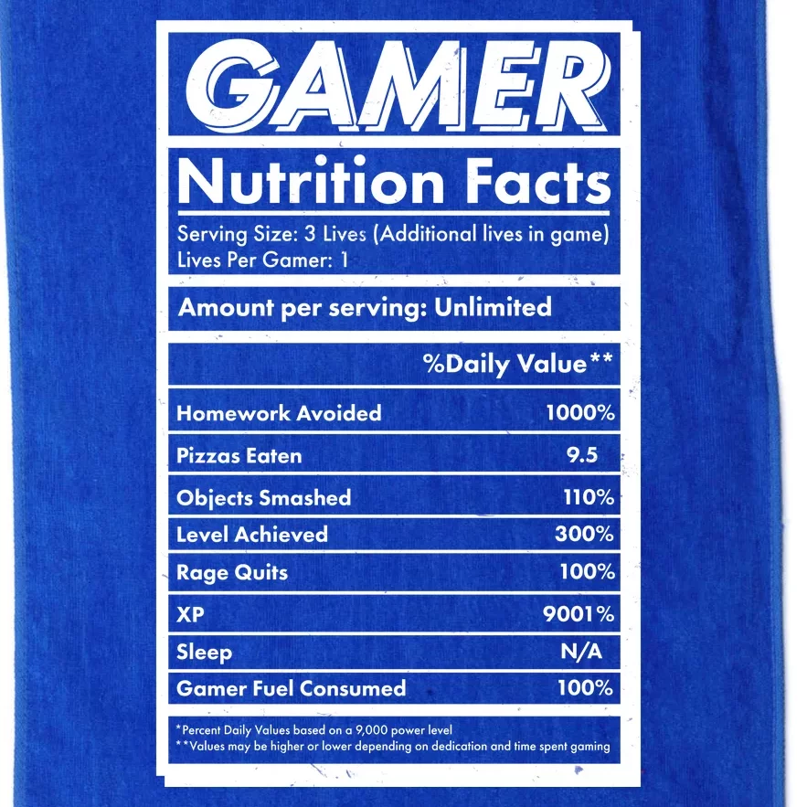 Funny Gamer Nutrition Facts Platinum Collection Golf Towel