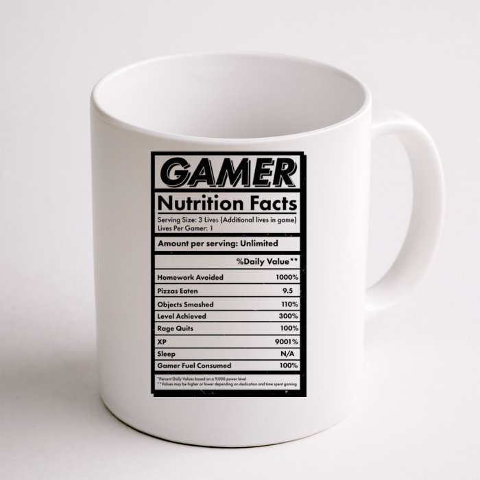 Funny Gamer Nutrition Facts Front & Back Coffee Mug