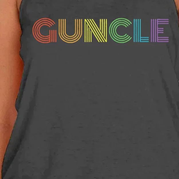 Fabulous Guncle New Baby Gay Uncle Rainbow Women's Knotted Racerback Tank