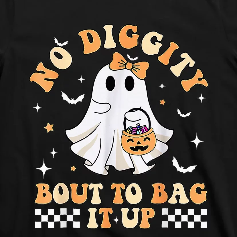 Funny Ghost No Diggity Bout To Bag It Up Spooky Halloween T-Shirt