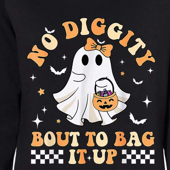 Funny Ghost No Diggity Bout To Bag It Up Spooky Halloween Womens California Wash Sweatshirt