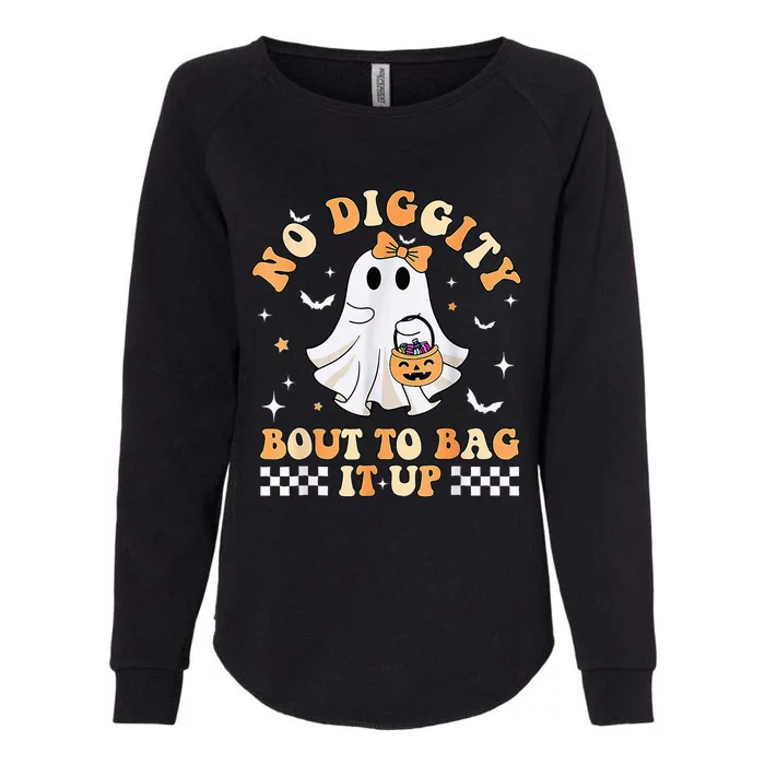 Funny Ghost No Diggity Bout To Bag It Up Spooky Halloween Womens California Wash Sweatshirt