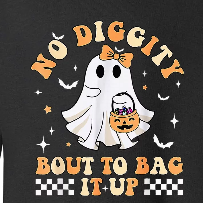 Funny Ghost No Diggity Bout To Bag It Up Spooky Halloween Toddler Sweatshirt