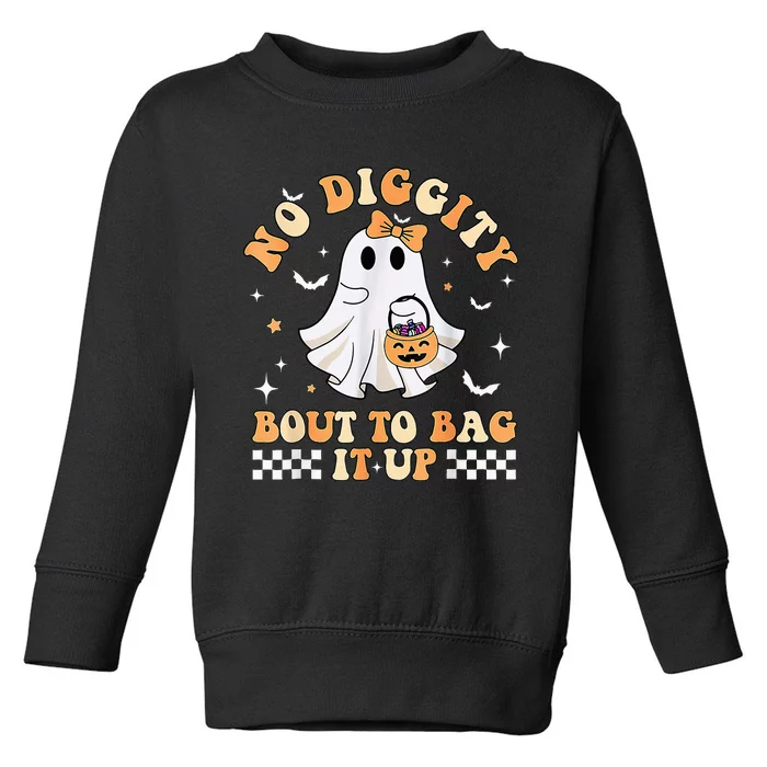 Funny Ghost No Diggity Bout To Bag It Up Spooky Halloween Toddler Sweatshirt