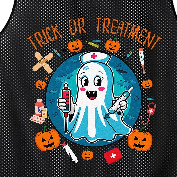 Funny Ghost Nurse Doctor Halloween Trick Or Treat Treatment Mesh Reversible Basketball Jersey Tank