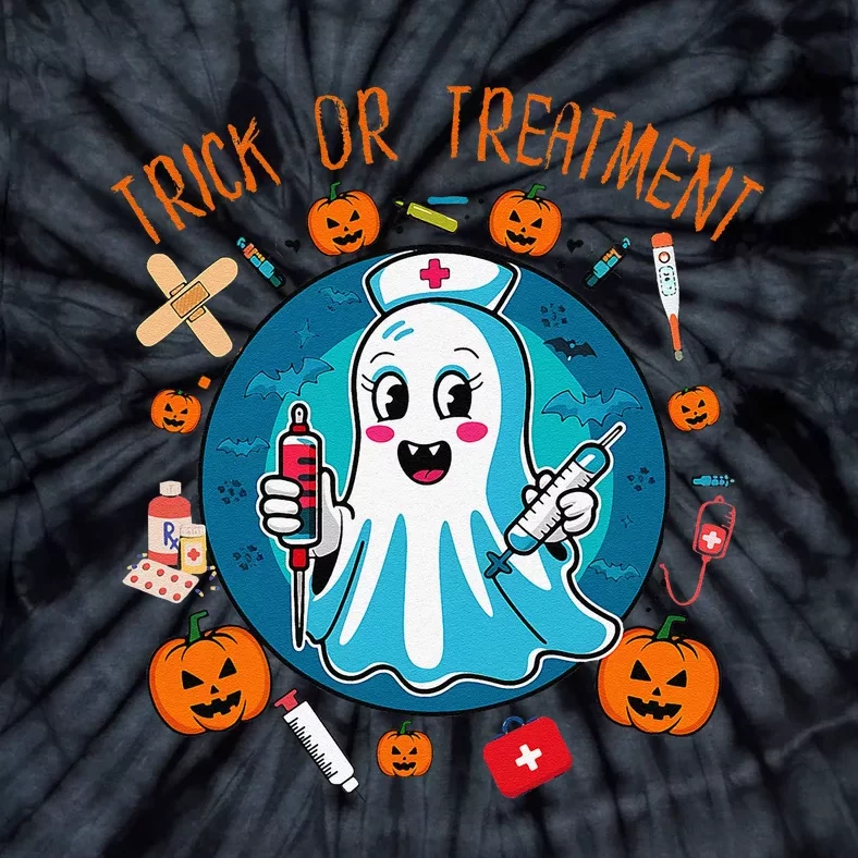 Funny Ghost Nurse Doctor Halloween Trick Or Treat Treatment Tie-Dye T-Shirt