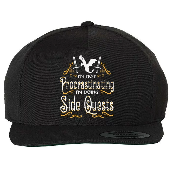 FunnyRPG Gamer Not Procrastinating Side Quest Wool Snapback Cap