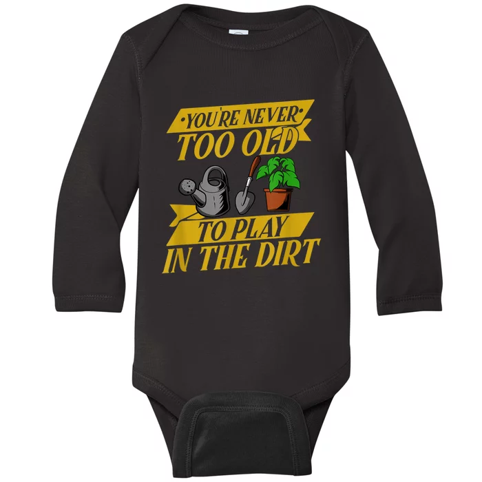 Funny Gardening Old People Flower Gardener Baby Long Sleeve Bodysuit