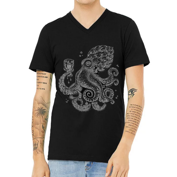 Funny Graphic Octopus V-Neck T-Shirt