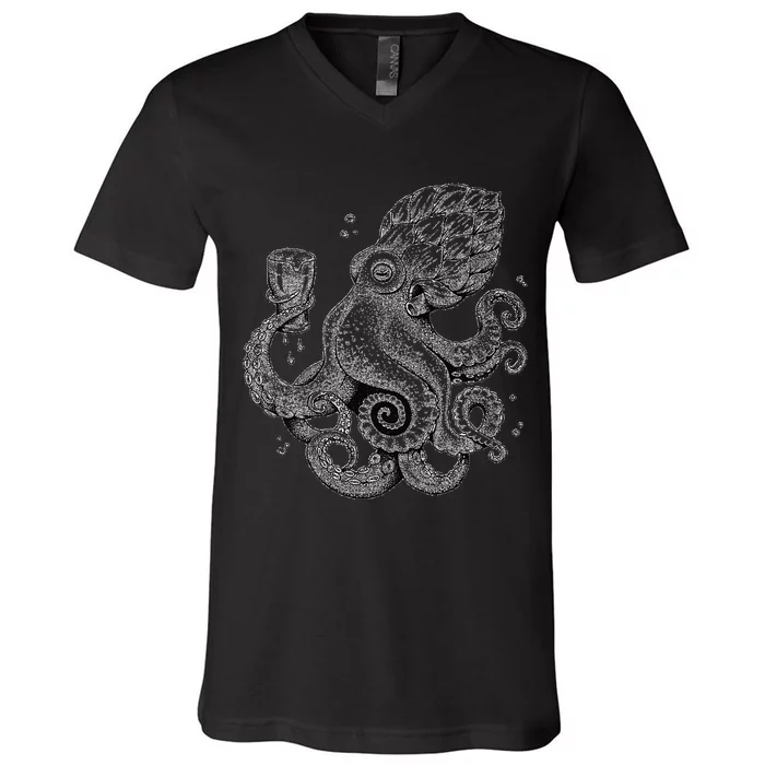 Funny Graphic Octopus V-Neck T-Shirt