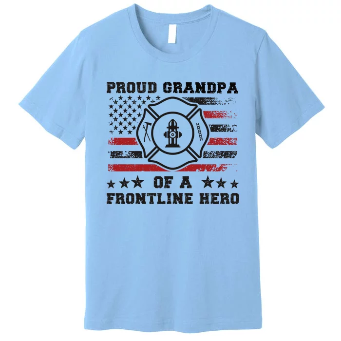 Firefighter Grandpa Of A Hero Firefighter Grandfather Cool Gift Premium T-Shirt