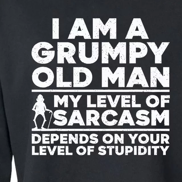 Funny Grumpy Old Man Art For Dad Grandpa Old People Cropped Pullover Crew