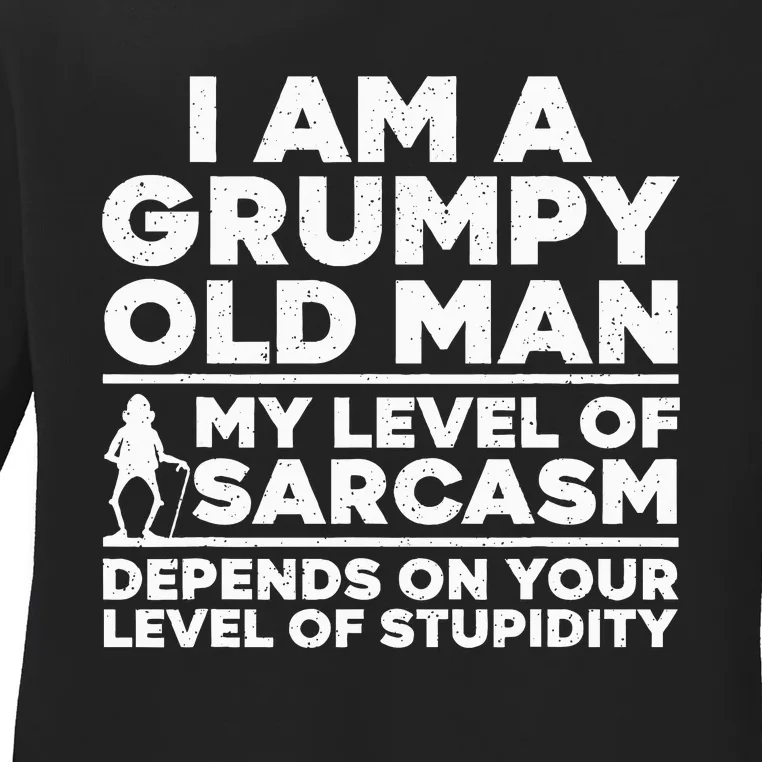 Funny Grumpy Old Man Art For Dad Grandpa Old People Ladies Long Sleeve Shirt