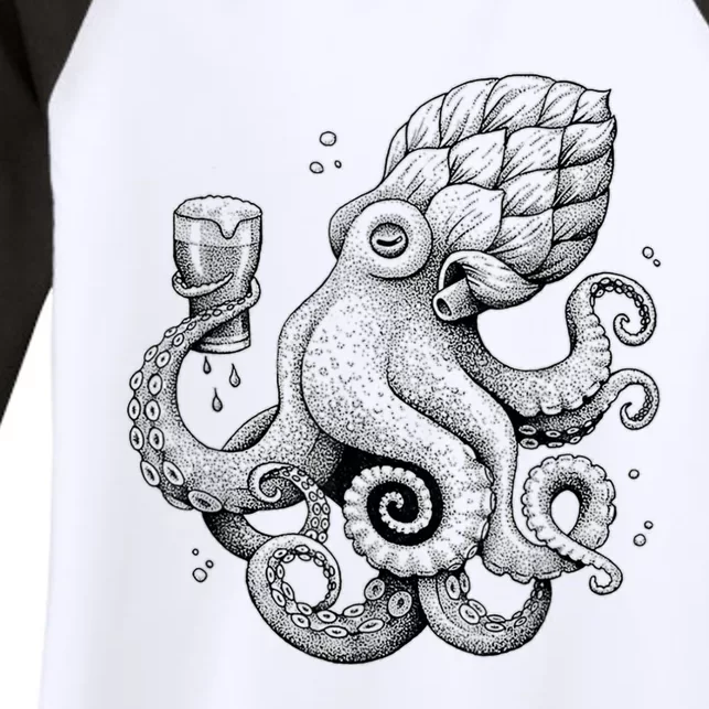 Funny Graphic Octopus Women's Tri-Blend 3/4-Sleeve Raglan Shirt