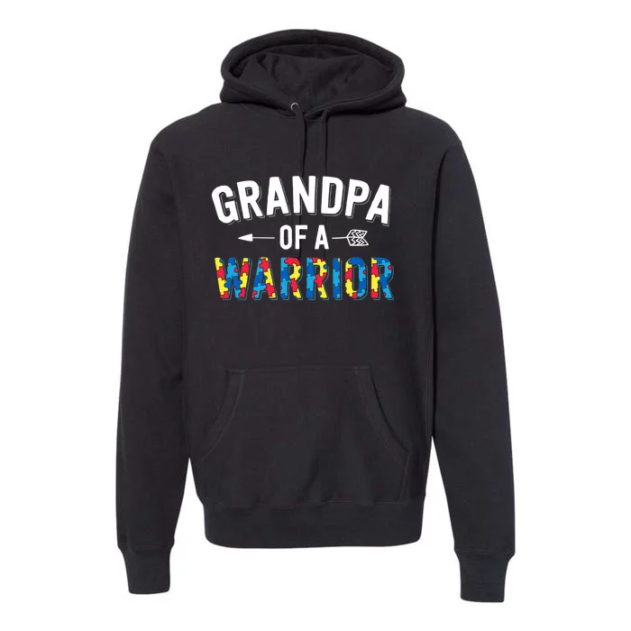 Family Grandpa Of A Warrior Autism Awareness Premium Hoodie