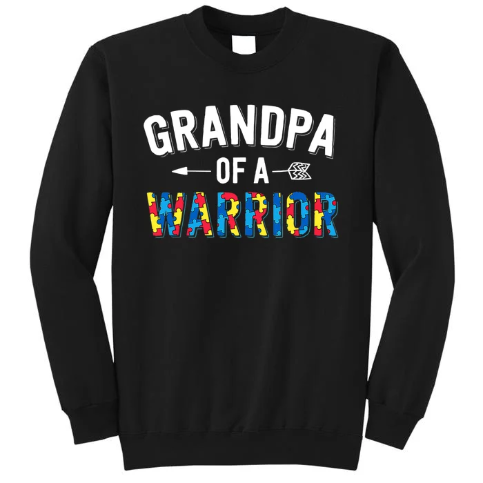 Family Grandpa Of A Warrior Autism Awareness Tall Sweatshirt