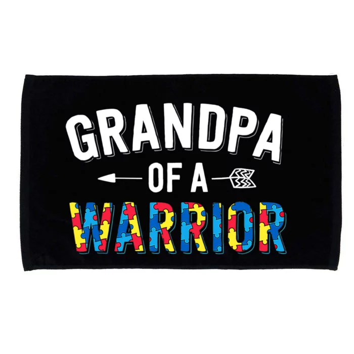 Family Grandpa Of A Warrior Autism Awareness Microfiber Hand Towel