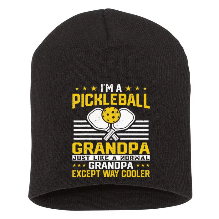 Funny Grandpa Pickleball For Grandfather Papa Daddy Short Acrylic Beanie