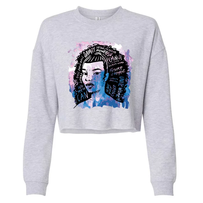 Feminist Girl Power Quote Cropped Pullover Crew