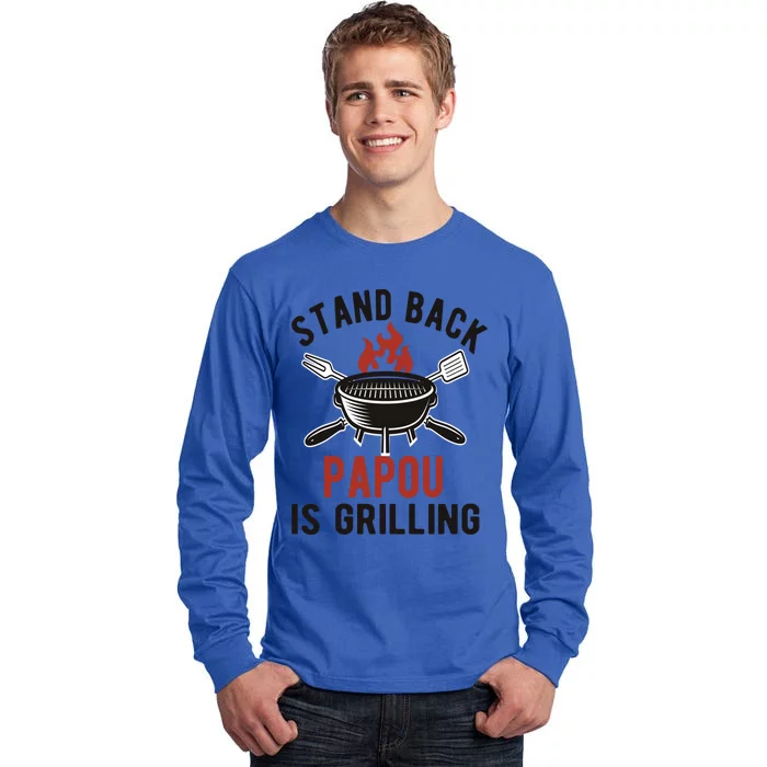 Funny Grilling Papou Bbq Papou Grandpa Great Gift Tall Long Sleeve T-Shirt