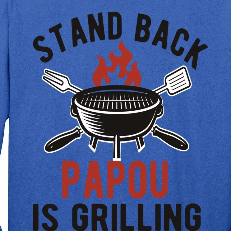 Funny Grilling Papou Bbq Papou Grandpa Great Gift Tall Long Sleeve T-Shirt