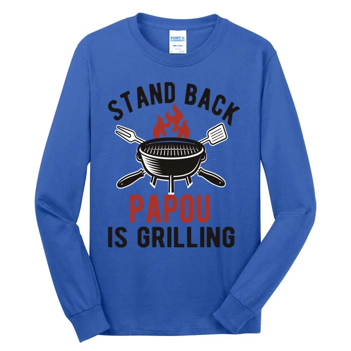 Funny Grilling Papou Bbq Papou Grandpa Great Gift Tall Long Sleeve T-Shirt