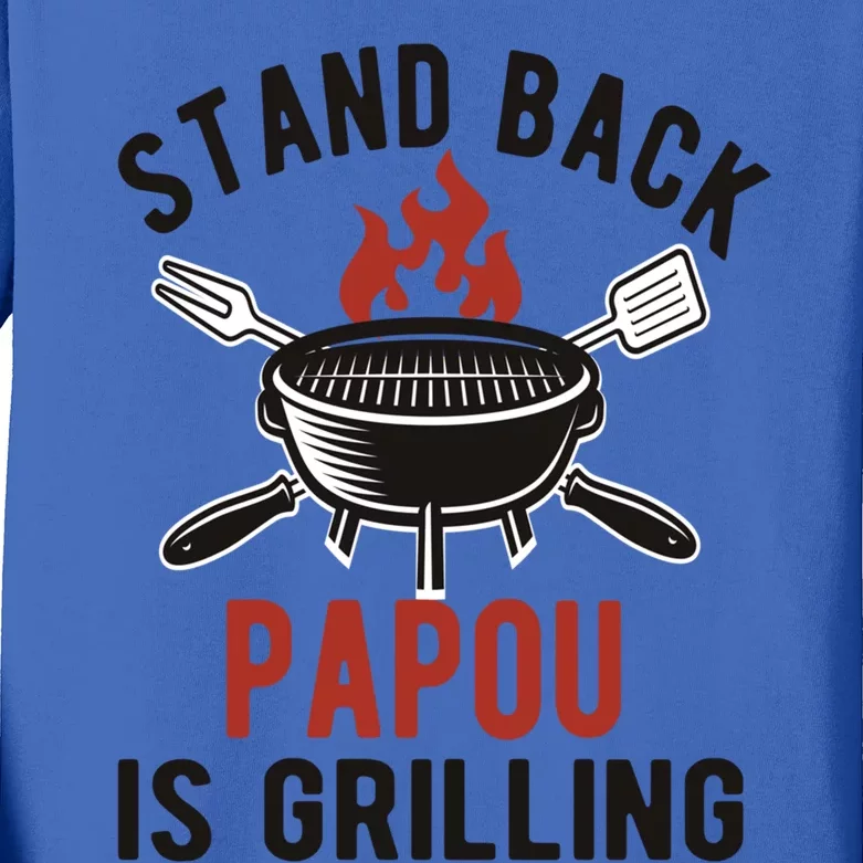 Funny Grilling Papou Bbq Papou Grandpa Great Gift Kids Long Sleeve Shirt