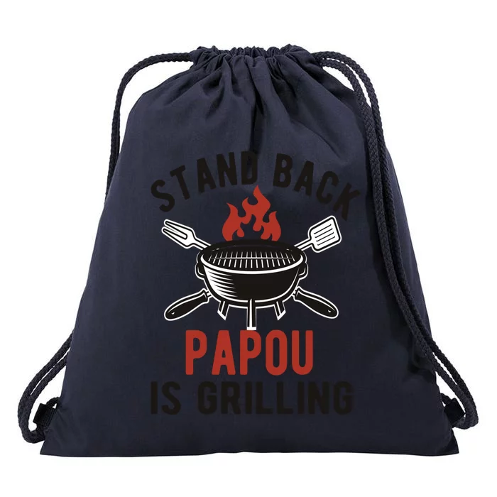 Funny Grilling Papou Bbq Papou Grandpa Great Gift Drawstring Bag