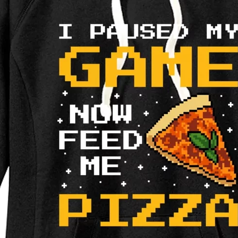 Funny Gamer Pizza And Gaming Foodie Cute Gift Women's Fleece Hoodie