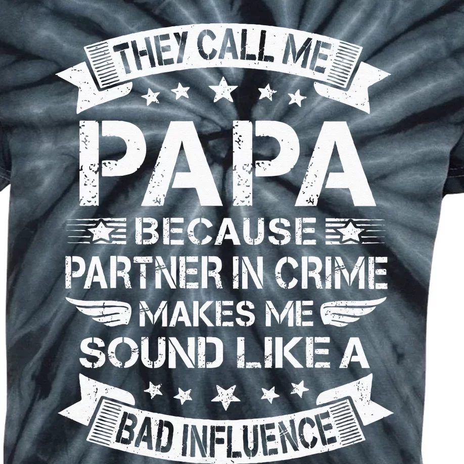 Funny Grandpa Papa Partner In Crime Dad Fathers Day Kids Tie-Dye T-Shirt