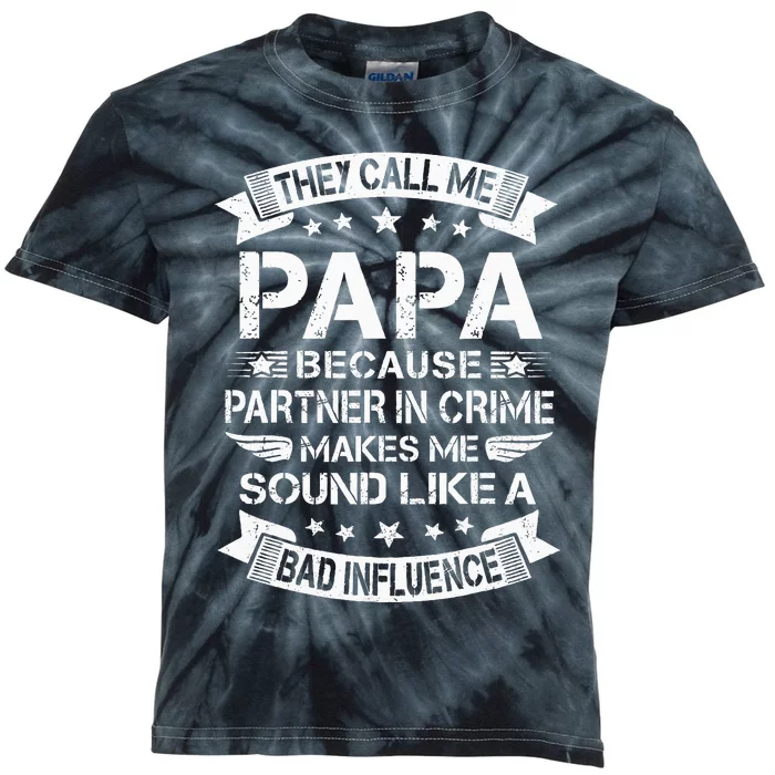 Funny Grandpa Papa Partner In Crime Dad Fathers Day Kids Tie-Dye T-Shirt