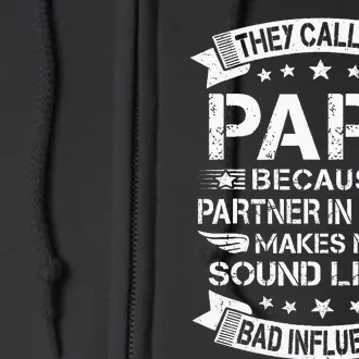 Funny Grandpa Papa Partner In Crime Dad Fathers Day Full Zip Hoodie