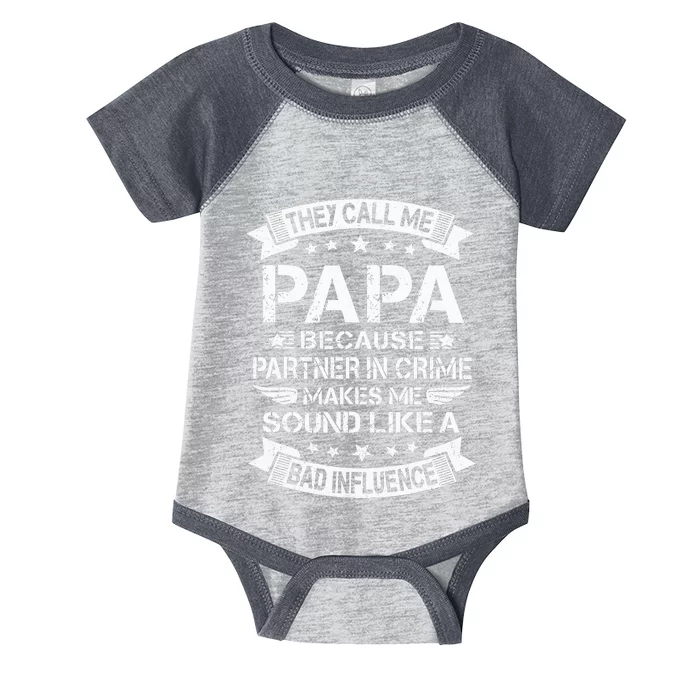 Funny Grandpa Papa Partner In Crime Dad Fathers Day Infant Baby Jersey Bodysuit