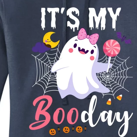 Funny Ghost Pink Bow Its My Boo Day Cute Birthday Halloween Cute Gift Women's Pullover Hoodie